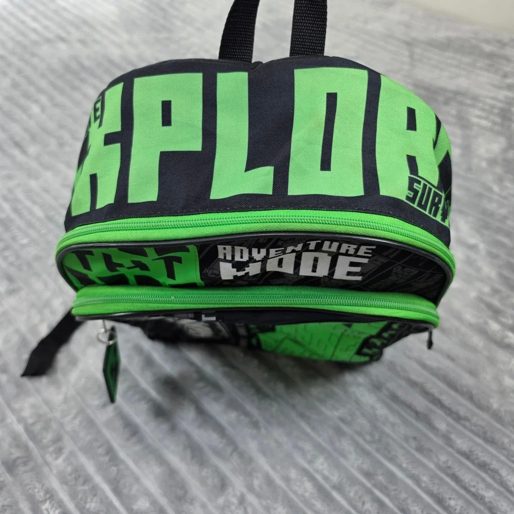 Minecraft Adventure Mode Creeper TNT Backpack Green Black Kids School Bag